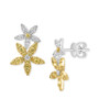 EFFY® White Diamond Earrings (1/4 ct. t.w.) & Yellow Diamond (5/8 ct. t.w.) Flower Drop Earrings in 14k Two-Tone Gold