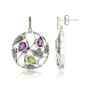 Marcasite and Amethyst(1 ct. t.w.)  and Peridot ( 2 ct. t.w.) Paisley Round Post Earrings in Sterling Silver