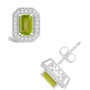 Peridot (1-2/5 ct. t.w.) and Diamond (1/5 ct. t.w.) Halo Studs in Sterling Silver