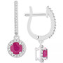 Sapphire (1-1/3 ct. t.w.) & Diamond (1/4 ct. t.w.) Halo Leverback Drop Earrings in Sterling Silver (Also in Emerald & Ruby)