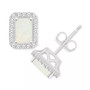 Aquamarine (1 ct. t.w.) & Diamond (1/5 ct. t.w.) Stud Earrings in Sterling Silver (Also in Opal)