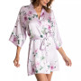 Floral-Print Satin Wrap Robe