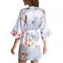 Floral-Print Satin Wrap Robe