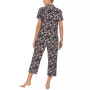 Printed Short Sleeve Notch-Collar Capri Pajama Set