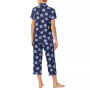Printed Short Sleeve Notch-Collar Capri Pajama Set