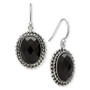 Black Onyx (10 x14 mm) Fishhook Earrings in Sterling Silver