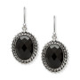 Black Onyx (10 x14 mm) Fishhook Earrings in Sterling Silver