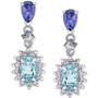 Aquamarine (3/4 ct. t.w.), Iolite (3/8 ct. t.w.), & Diamond (1/3 ct. t.w.) Halo Drop Earrings in 14k White Gold