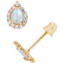 Lab-Created Opal (1/10 ct. t.w.) & Lab-Created White Sapphire (1/6 ct. t.w.) Pear Halo Stud Earrings