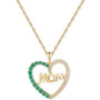Emerald (3/8 ct. t.w.) & Diamond (1/8 ct. t.w.) Mom 18" Pendant Necklace in 14k Gold