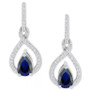 Emerald (7/8 ct. t.w.) & Diamond (1/5 ct. t.w.) Pear Halo Drop Earrings in 14K Gold (Also in Sapphire)
