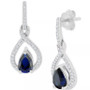 Emerald (7/8 ct. t.w.) & Diamond (1/5 ct. t.w.) Pear Halo Drop Earrings in 14K Gold (Also in Sapphire)