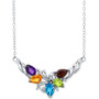 Multi-Gemstone (4-1/10 ct. t.w.) & Diamond (1/20 ct. t.w.) Cluster 18" Statement Necklace in Sterling Silver