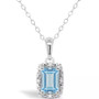 Opal (1/3 ct. t.w..) and Diamond Accent Pendant Necklace in Sterling Silver (Also Available in Aquamarine)