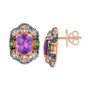 Multi-Gemstone (4-1/2 ct. t.w.) & Nude Diamond (7/8 ct. t.w.) Halo Cluster Statement Stud Earrings in 14k Rose Gold