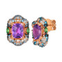Multi-Gemstone (4-1/2 ct. t.w.) & Nude Diamond (7/8 ct. t.w.) Halo Cluster Statement Stud Earrings in 14k Rose Gold