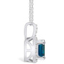 London Blue Topaz (2-3/4 Ct. T.W.) and Diamond (1/4 Ct. T.W.) Halo Pendant Necklace in 14K White Gold