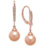 Pink Cultured Freshwater Pearl (8mm) & Diamond (1/10 ct. t.w.) Linear Drop Earrings in 14k Rose Gold