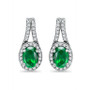 Created Green Quartz and Cubic Zirconia Halo Earrings