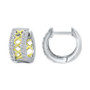 Cubic Zirconia Lattice Small Huggie Hoop Earrings, 0.51", Created for Macy's