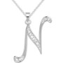 Diamond N Initial 18" Pendant Necklace (1/10 ct. t.w.) in Sterling Silver