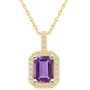 Amethyst (1-5/8 Ct. T.W.) and Diamond (1/4 Ct. T.W.) Halo Pendant Necklace in 14K Yellow Gold