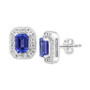 EFFY® Tanzanite (1-5/8 ct.t.w) & Diamond (1/5 ct. t.w.) Halo Stud Earrings in 14k White Gold