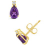 Amethyst (3/4 ct.t.w) and Diamond Accent Stud Earrings in 14K Yellow Gold