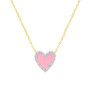 Diamond Pink Enamel Heart "Loved" 18" Pendant Necklace (1/8 ct. t.w.) in 14k Gold-Plated Sterling Silver