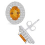 Citrine (1-5/8 ct. t.w.) and Diamond (1/2 ct. t.w.) Halo Stud Earrings in 14K White Gold