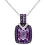 Amethyst (3 ct. t.w.) & Diamond (1/20 ct. t.w.) 18" Pendant Necklace in Sterling Silver