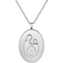 Mother-Themed Oval Locket Pendant Necklace in Sterling Silver