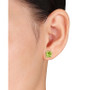 14K Yellow Gold Plated Peridot Square Stud Earrings