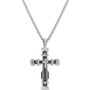 Men's Cubic Zirconia Two-Tone Cross 24" Pendant Necklace in Stainless Steel & Black Ion-Plate