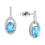 Blue Topaz (1-7/8 ct. t.w.) & Diamond (1/5 ct. t.w.) Halo Drop Earrings in 14k White Gold