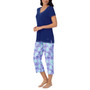 Women's Short-Sleeve Printed Capri Pajamas Set