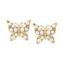 EFFY® Freshwater Pearl (2 - 2-1/2mm) & Diamond Accent Butterfly Stud Earrings in 14k Gold