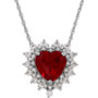 Lab-Created Ruby (4 ct. t.w.) and White Sapphire (1 ct. t.w.) Heart Pendant Necklace in Sterling Silver