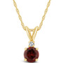 Garnet (1-1/10 ct.t.w) and Diamond Accent Pendant Necklace in 14K Yellow Gold