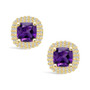 Amethyst (1-3/4 ct. t.w.) and Diamond (3/8 ct. t.w.) Halo Stud Earrings in 14K Yellow Gold