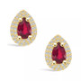 Ruby (1 Ct. t.w.) and Diamond (3/8 Ct. t.w.) Halo Stud Earrings