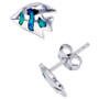 Lab-Created Blue Opal Fish Stud Earrings in Sterling Silver