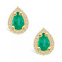 Emerald (3/4 Ct. t.w.) and Diamond (1/6 Ct. t.w.) Halo Stud Earrings