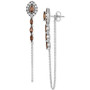 Chocolatier Chocolate Quartz (5/8 ct. t.w.) & Chocolate Diamonds (3/8 ct. t.w.) Linear Drop Earrings in 14k White Gold
