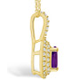 Amethyst (7/8 Ct. T.W.) and Diamond (3/8 Ct. T.W.) Halo Pendant Necklace in 14K Yellow Gold