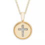 Diamond Accent Cross Pendant in 14K Yellow or Rose Gold