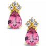 Pink Topaz (1-3/4 ct. t.w.) and Diamond (1/8 ct. t.w.) Stud Earrings in 14K Yellow Gold or 14K White Gold
