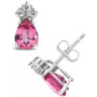 Pink Topaz (1-3/4 ct. t.w.) and Diamond (1/8 ct. t.w.) Stud Earrings in 14K Yellow Gold or 14K White Gold