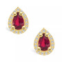 Ruby (1 Ct. t.w.) and Diamond (1/6 Ct. t.w.) Halo Stud Earrings