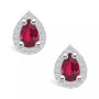 Ruby (1 Ct. t.w.) and Diamond (1/6 Ct. t.w.) Halo Stud Earrings